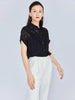 Navy Blue Yarn Hollow T-shirt With Inner Camisole - SHIMENG