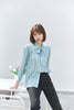 Pale Blue Striped Bow Tie Blouses - SHIMENG