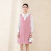 Pink A Shape Strap Tweed Dress - SHIMENG