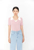 Pink Knitted Short Sleeve T-shirt - SHIMENG