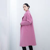 Pink Long Woolen Double Breasted Overcoats - SHIMENG