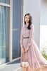 Pink Ribbon Tie Waist Maxi Dress - SHIMENG