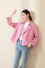 Pink Short Lapel Trench Coats - SHIMENG