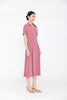 Pink Short Sleeve V Neck Dress - SHIMENG