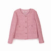 Pink Short Tweed Jacket With Metal Buttons - SHIMENG
