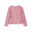 Pink Short Tweed Jacket With Metal Buttons - SHIMENG