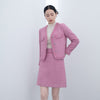 Pink Tweed V Neck Coats - SHIMENG