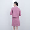 Pink Tweed V Neck Coats - SHIMENG