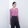 Pink V Neck Blouses - SHIMENG