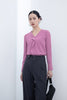 Pink V Neck Blouses - SHIMENG