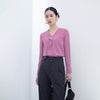 Pink V Neck Blouses - SHIMENG