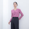 Pink V Neck Blouses - SHIMENG