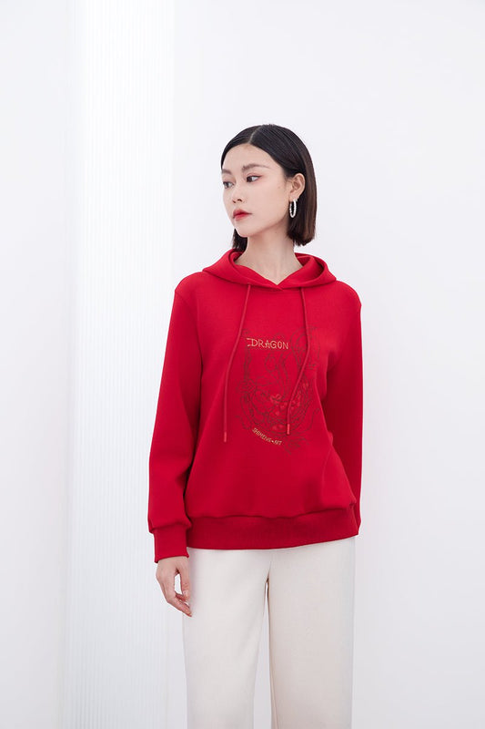 Red Dragon Pattern Hoodie - SHIMENG