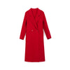Red Lapel Long Wool Cashmere Coats with Belt - SHIMENG