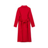 Red Lapel Long Wool Cashmere Coats with Belt - SHIMENG