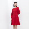 Red Long Sleeve Circle Collar Dresses - SHIMENG