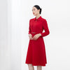 Red Long Sleeve Slim Wedding Dresses - SHIMENG