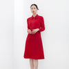 Red Long Sleeve Slim Wedding Dresses - SHIMENG