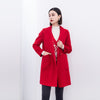Red Mid Length Lapel Wool Coats - SHIMENG