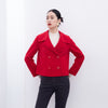 Red Short Big Collar Wool Sea Coats - SHIMENG