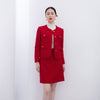 Red Tweed Ruffles Coats - SHIMENG