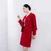 Red Tweed Ruffles Coats - SHIMENG