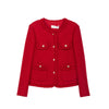 Red Tweed Ruffles Coats - SHIMENG