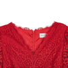 Red V Neck Lace Sleeve Midi Dresses - SHIMENG