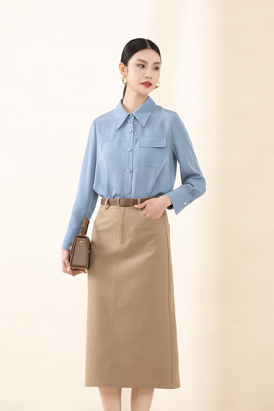Sapphire Blouses with One Pocket - SHIMENG