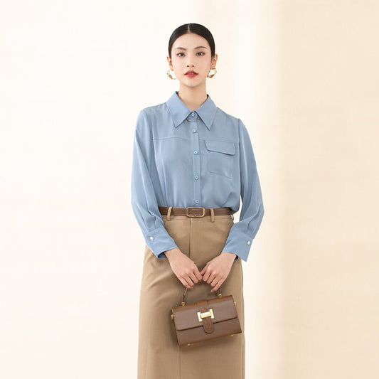 Sapphire Blouses with One Pocket - SHIMENG