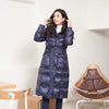 Sapphire Glossy Long Winter Down Jacket With Belt - SHIMENG