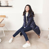 Sapphire Glossy Long Winter Down Jacket With Belt - SHIMENG