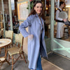 Shadow Blue Single-Breasted Wool Overcoats - SHIMENG