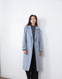 Shadow Blue Single-Breasted Wool Trench Coat - SHIMENG