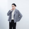 Smoke Grey Large Lapel Double Breasted Overcoats - SHIMENG