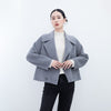 Smoke Grey Large Lapel Double Breasted Overcoats - SHIMENG