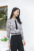 Smoke Grey Ribbon Tie Blouse Shirt - SHIMENG