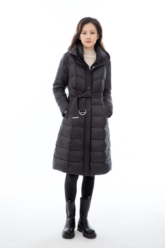 Waisted X-fit Down Jacket with Hood - SHIMENG