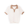 White-Beige Short Sleeve Polo Collar T-shirt - SHIMENG