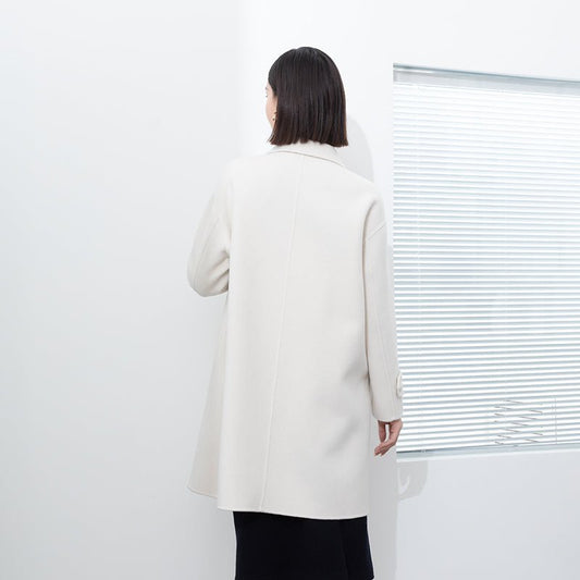 White Double-faced Square-Collar Overcoats - SHIMENG