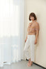 White High Waist Tapered Pants - SHIMENG