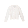White Knitted Cardigan with Flower Pattern - SHIMENG