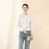 White Knitted Cardigan with Flower Pattern - SHIMENG