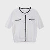 White Knitted Short Sleeve T-shirt - SHIMENG