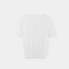 White Knitted V-Neck T-shirt Puff Sleeve - SHIMENG