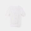 White Knitted V-Neck T-shirt Puff Sleeve - SHIMENG