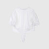 White Knotted Hem Shirt - SHIMENG