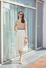 White Pleated Lace Midi Skirt - SHIMENG