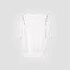 White Puff Sleeve Pearl T-shirt - SHIMENG