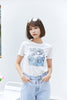 White Short Sleeve Cute Pattern Cotton T-shirt - SHIMENG